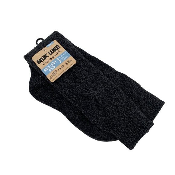MUK LUKS WOMENS SIZE 6-11 KNEE HIGH SOCKS 1 PAIR GRAY NWT BOOT SOCKS - Picture 1 of 6